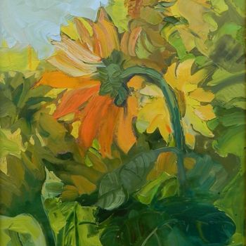 Painting titled "Sunflowers" by Paintings By Various Artists From Ukraine, Original Artwork, Oil