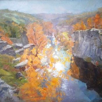 Painting titled "River Canyon" by Paintings By Various Artists From Ukraine, Original Artwork, Oil