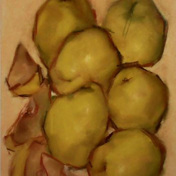 Painting titled "Quince" by Kalinka Stefanova, Original Artwork, Pastel