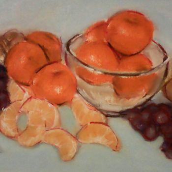 Malarstwo zatytułowany „Tangerines and grap…” autorstwa Kalinka Stefanova, Oryginalna praca, Pastel