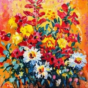 Painting titled "Fall Floral Bouquet" by Paisley Marten, Original Artwork, Acrylic