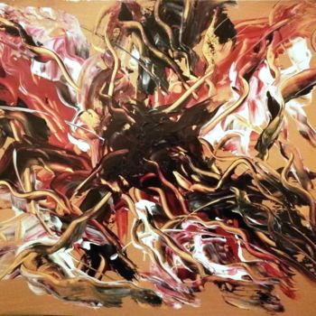 Malerei mit dem Titel "Red et Black" von Pakokante, Original-Kunstwerk, Acryl