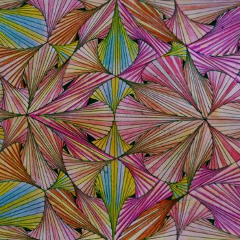 Tekening getiteld "Multicolor flowers" door Pakokante, Origineel Kunstwerk, Tabel kunst