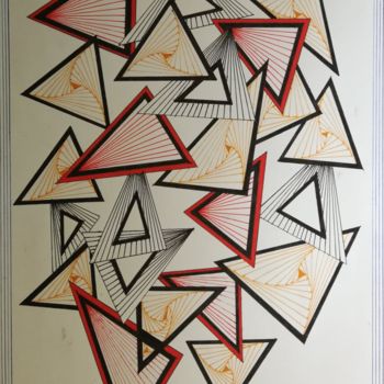 Drawing titled "Triangles" by Pakokante, Original Artwork, Table art