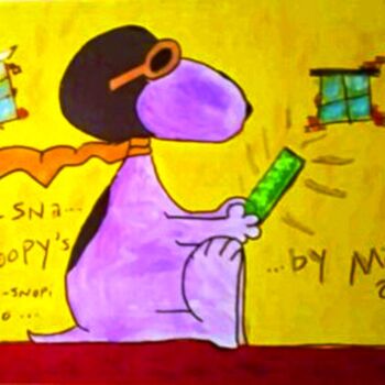 Painting titled "Snoopy's..." by Pakurar Adam Mielu, Original Artwork, Acrylic Mounted on Cardboard