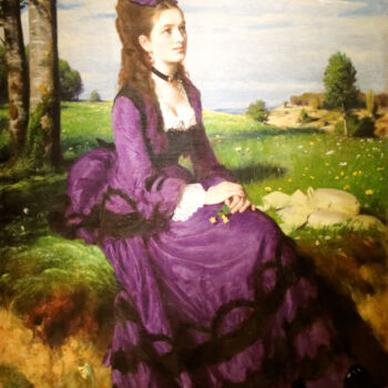 Malerei mit dem Titel "Femme en violet" von Pál Szinyei Merse, Original-Kunstwerk, Öl