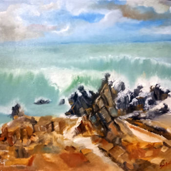 Painting titled "Waves" by Prashanth Paladugu, Original Artwork, Oil