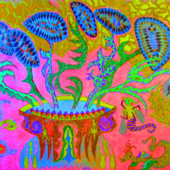 Картина под названием "Восьмёрка подсолнух…" - Виктор Юрьевич Паламарчук, Подлинное произведение искусства, Масло