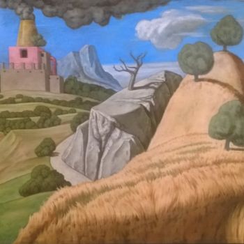 Pittura intitolato "paesaggio con forna…" da Francesco Palmieri, Opera d'arte originale, Olio