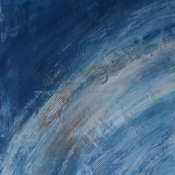 Schilderij getiteld "«Quarter Halo» blue…" door Palirina, Origineel Kunstwerk, Acryl Gemonteerd op Frame voor houten brancard