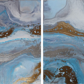 Painting titled "«Snow avalanche» 2…" by Palirina, Original Artwork, Acrylic Mounted on Wood Stretcher frame