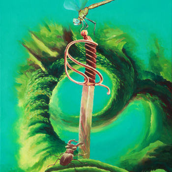 Pittura intitolato "The Dragonfly" da Gabrel Taras, Opera d'arte originale, Olio