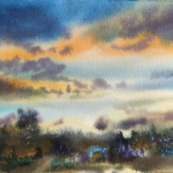 Painting titled ""Landscapes of Russ…" by Elena Krivoruchenko, Original Artwork, Watercolor