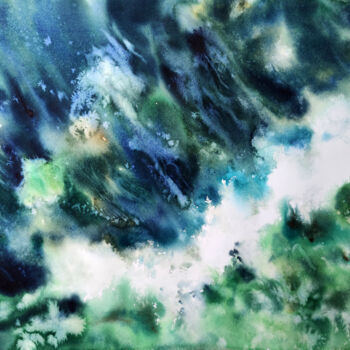 Painting titled "MARINE ELEMENT" by Elena Krivoruchenko, Original Artwork, Watercolor