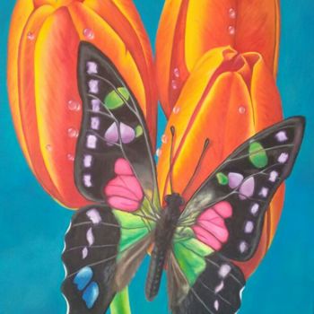 Painting titled "marposa-y-tulipan.j…" by Dianor E. Gonzalez., Original Artwork, Oil