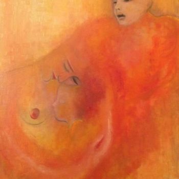 Painting titled "naissance" by Pamela Gerard, Original Artwork, Oil