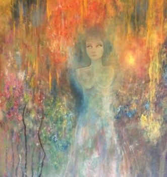 Painting titled "aurore" by Pamela Gerard, Original Artwork, Acrylic
