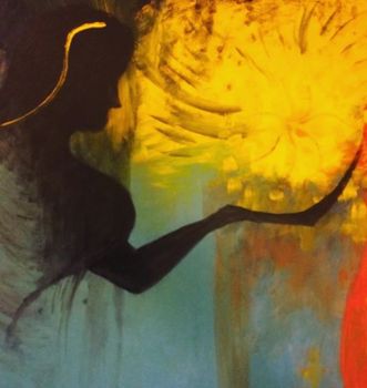 Painting titled "soleil" by Pamela Gerard, Original Artwork, Acrylic