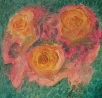 Painting titled "roses" by Pamela Gerard, Original Artwork, Oil