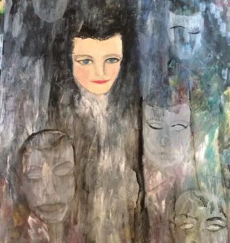 Schilderij getiteld "un visage" door Pamela Gerard, Origineel Kunstwerk, Acryl