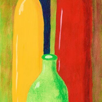 Malerei mit dem Titel "Fruity Bottles" von Pamela Lauren, Original-Kunstwerk, Acryl Auf Keilrahmen aus Holz montiert