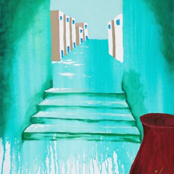 Peinture intitulée "Treppe ins Glück" par Pamela Lauren, Œuvre d'art originale, Acrylique