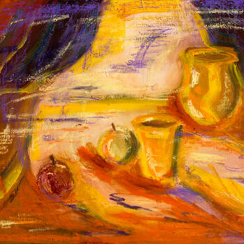 Painting titled "Still Life with Jug…" by Pamela Rys, Original Artwork, Acrylic