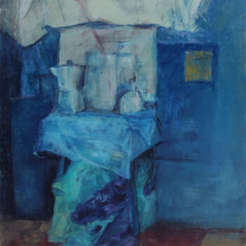 Peinture intitulée "Blue Still Life : 3…" par Pamela Rys, Œuvre d'art originale, Huile