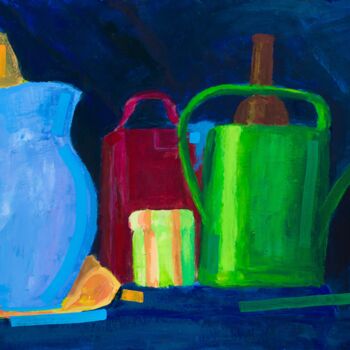 Painting titled "Still Life with a C…" by Pamela Rys, Original Artwork, Acrylic