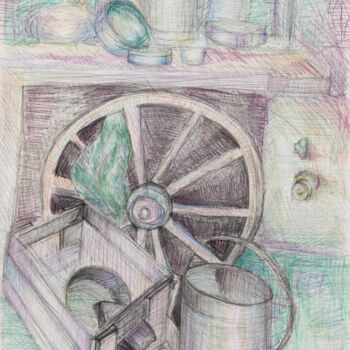Drawing titled "Still Life with a W…" by Pamela Rys, Original Artwork, Pencil