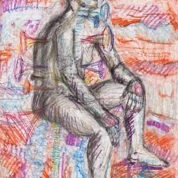 Drawing titled "The Energetic Body" by Pamela Rys, Original Artwork, Charcoal