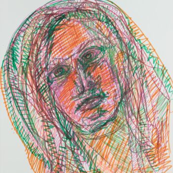Disegno intitolato "Face 2" da Pamela Rys, Opera d'arte originale, Inchiostro