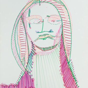 Рисунок под названием "Face 7" - Pamela Rys, Подлинное произведение искусства, Чернила