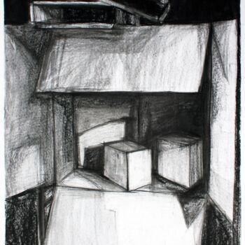 Рисунок под названием "Still Life with Box…" - Pamela Rys, Подлинное произведение искусства, Древесный уголь