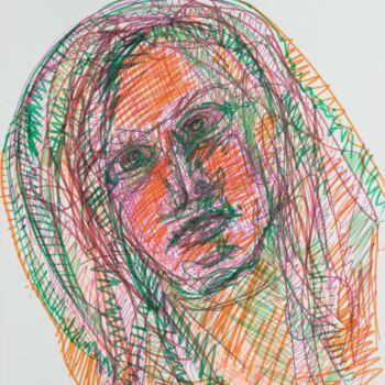 Drawing titled "Face 2" by Pamela Rys, Original Artwork, Ink