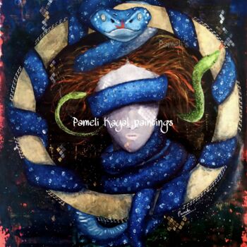 Malerei mit dem Titel "Becoming Medusa" von Pameli Kayal, Original-Kunstwerk, Acryl