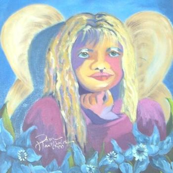 Pittura intitolato "Angel in Blue" da Pam Hartfield, Opera d'arte originale, Olio