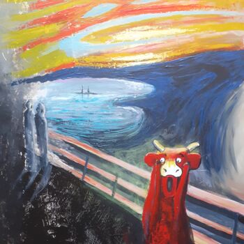 Peinture intitulée "La vache qui crit.…" par Pampouille, Œuvre d'art originale, Acrylique