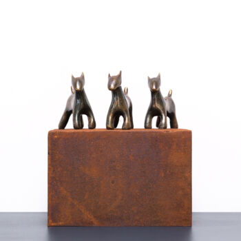 Sculpture intitulée "DOGS" par Pancho Porto Escultura, Œuvre d'art originale, Bronze