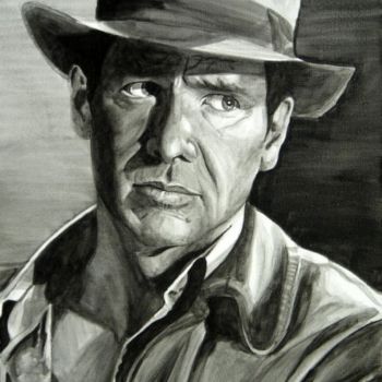 Painting titled "harrison ford" by David Panis, Original Artwork, Oil