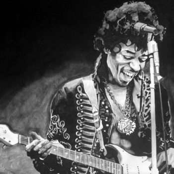 Painting titled "jimmy hendrix" by David Panis, Original Artwork, Oil