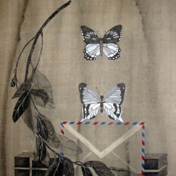 Dibujo titulada "Schmetterlinge" por Tatjana M. Pankau, Obra de arte original, Tinta