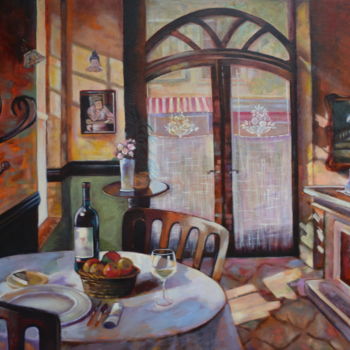 「Quiet cafe, Canvas,…」というタイトルの絵画 Pannochki.Artによって, オリジナルのアートワーク, オイル