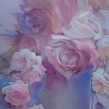 Pittura intitolato "Roses, Canvas, oil" da Pannochki.Art, Opera d'arte originale, Olio