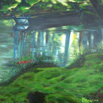 Painting titled "Forest River, Canva…" by Pannochki.Art, Original Artwork, Oil