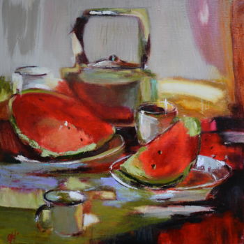 Pintura intitulada "Watermelon.jpg" por Pannochki.Art, Obras de arte originais, Óleo