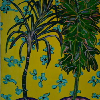 Painting titled "The palm and the cr…" by Pannochki.Art, Original Artwork, Acrylic