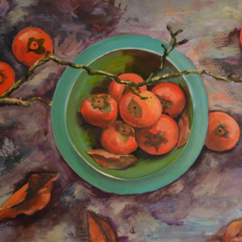 Painting titled "persimmons" by Pannochki.Art, Original Artwork, Oil