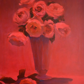 Pintura intitulada "Roses in pomegranat…" por Pannochki.Art, Obras de arte originais, Óleo