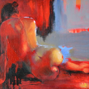 Peinture intitulée "girl in red light" par Pannochki.Art, Œuvre d'art originale, Huile